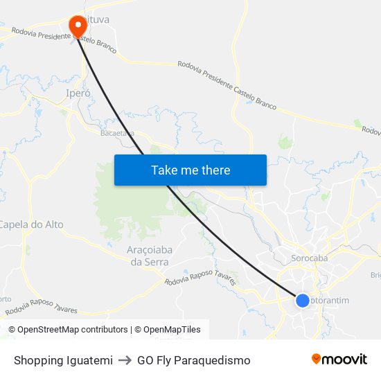 Shopping Iguatemi to GO Fly Paraquedismo map