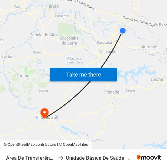 Área De Transferência Aparecidinha to Unidade Básica De Saúde - Cecília Urias De Moura map