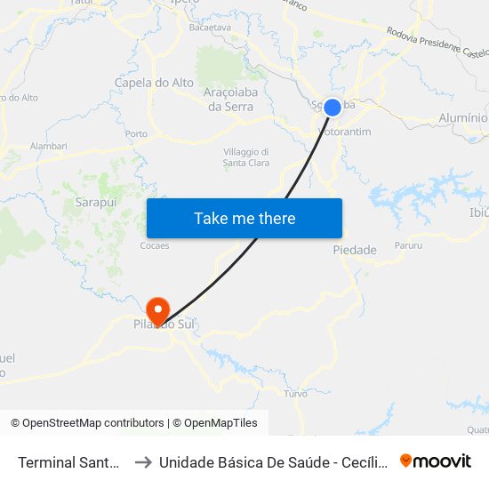 Terminal Santo Antônio to Unidade Básica De Saúde - Cecília Urias De Moura map