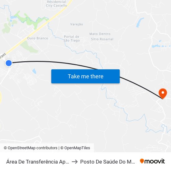 Área De Transferência Aparecidinha to Posto De Saúde Do Mato Dentro map