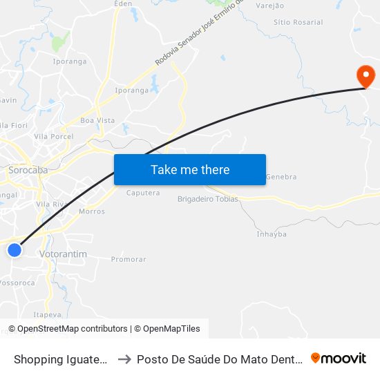 Shopping Iguatemi to Posto De Saúde Do Mato Dentro map