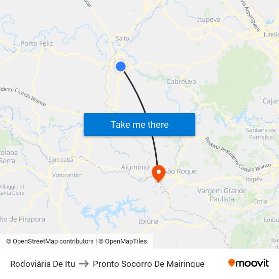 Rodoviária De Itu to Pronto Socorro De Mairinque map