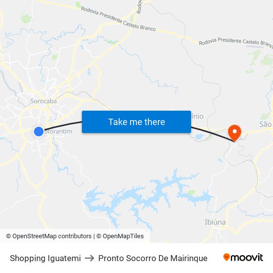 Shopping Iguatemi to Pronto Socorro De Mairinque map