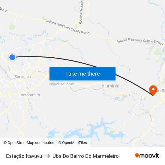 Estação Itavuvu to Ubs Do Bairro Do Marmeleiro map