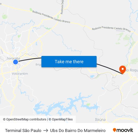 Terminal São Paulo to Ubs Do Bairro Do Marmeleiro map