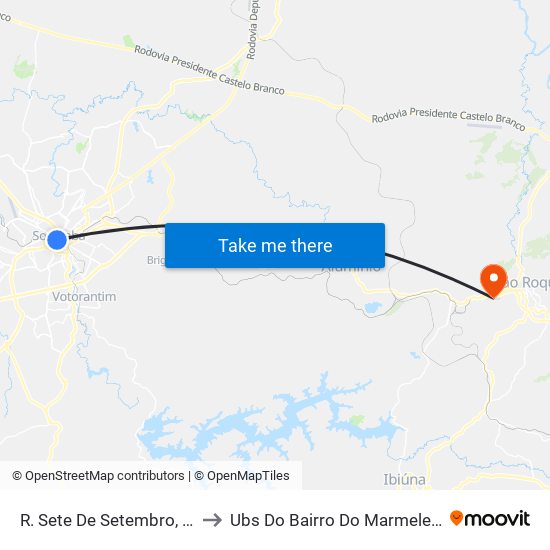 R. Sete De Setembro, 26 to Ubs Do Bairro Do Marmeleiro map