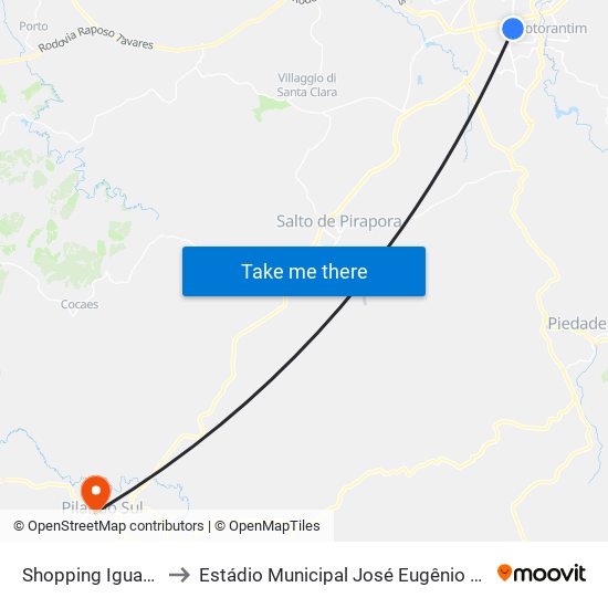 Shopping Iguatemi to Estádio Municipal José Eugênio Pereira map