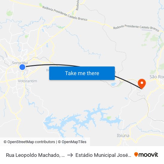 Rua Leopoldo Machado, 333-459 to Estádio Municipal José Angelini map