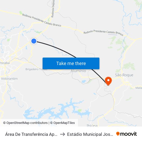 Área De Transferência Aparecidinha to Estádio Municipal José Angelini map