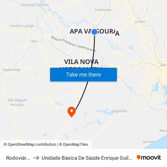 Rodoviária De Itu to Unidade Básica De Saúde Enrique Guilherme Ernesto Marzeuski map