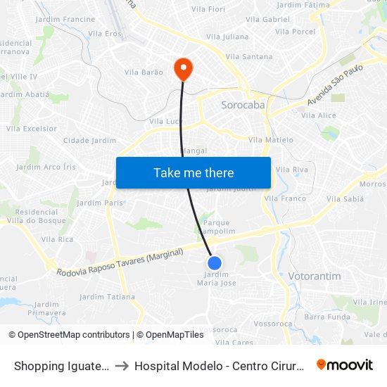 Shopping Iguatemi to Hospital Modelo - Centro Cirurgico map