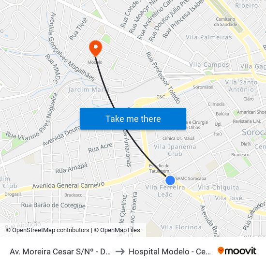 Av. Moreira Cesar S/Nº - Df. Padaria Real - to Hospital Modelo - Centro Cirurgico map