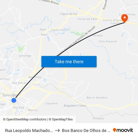 Rua Leopoldo Machado, 333-459 to Bos Banco De Olhos de Sorocaba map
