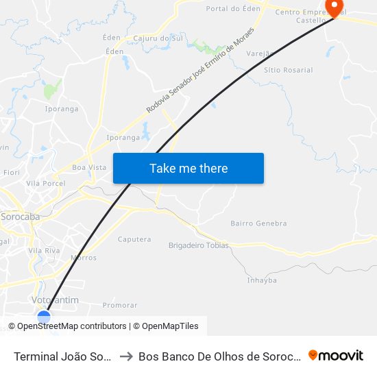 Terminal João Souto to Bos Banco De Olhos de Sorocaba map