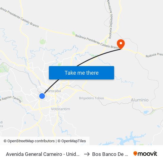 Avenida General Carneiro - Unidade Pré-Hospitalar Da Zona Oeste to Bos Banco De Olhos de Sorocaba map