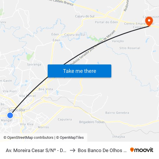 Av. Moreira Cesar S/Nº - Df. Padaria Real - to Bos Banco De Olhos de Sorocaba map