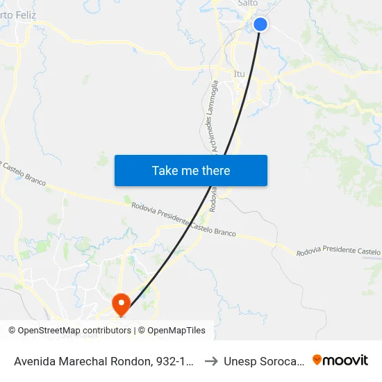 Avenida Marechal Rondon, 932-1056 to Unesp Sorocaba map
