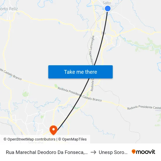 Rua Marechal Deodoro Da Fonseca, 466-556 to Unesp Sorocaba map
