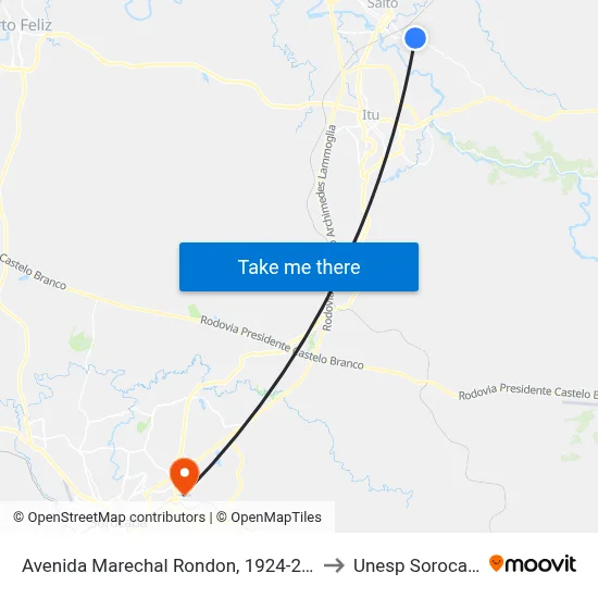 Avenida Marechal Rondon, 1924-2106 to Unesp Sorocaba map