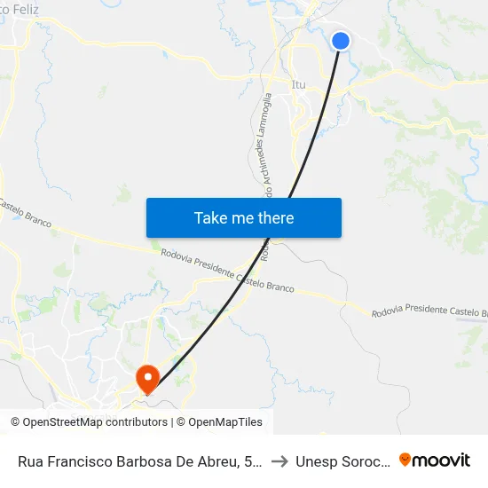 Rua Francisco Barbosa De Abreu, 512-568 to Unesp Sorocaba map