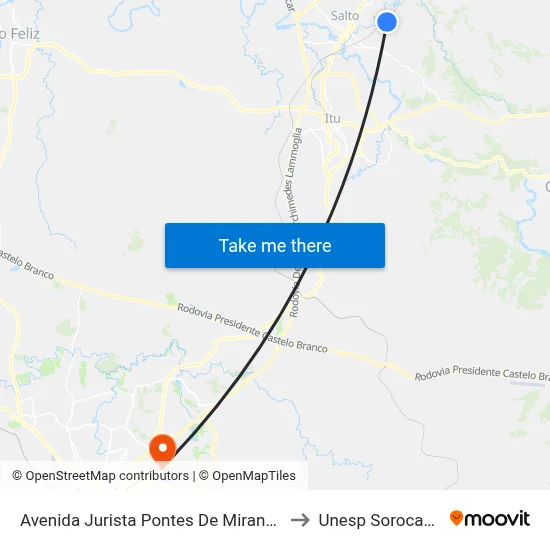 Avenida Jurista Pontes De Miranda to Unesp Sorocaba map