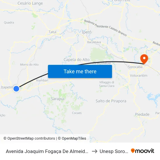 Avenida Joaquim Fogaça De Almeida Neto, 991 to Unesp Sorocaba map