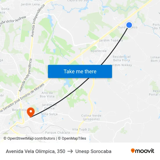 Avenida Vela Olímpica, 350 to Unesp Sorocaba map