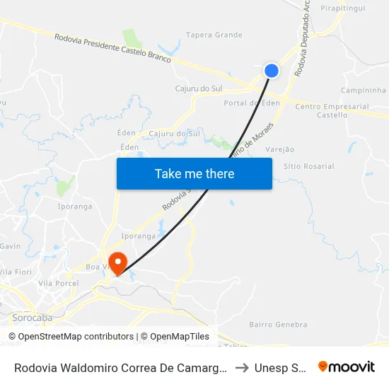 Rodovia Waldomiro Correa De Camargo Itu - São Paulo Brasil to Unesp Sorocaba map