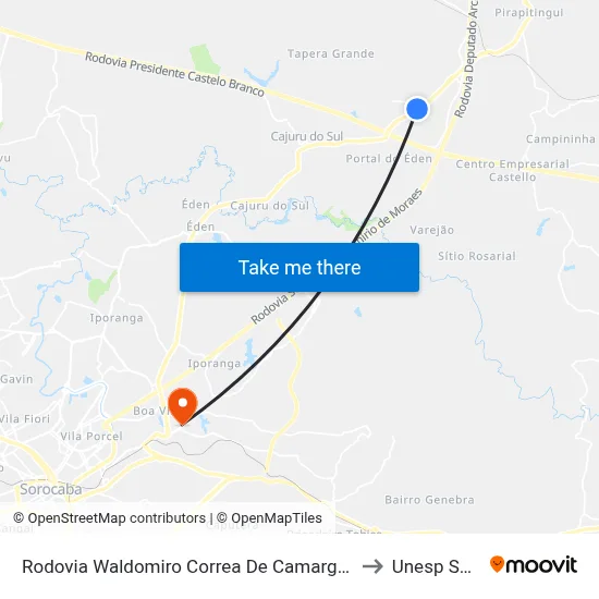 Rodovia Waldomiro Correa De Camargo Itu - São Paulo Brasil to Unesp Sorocaba map
