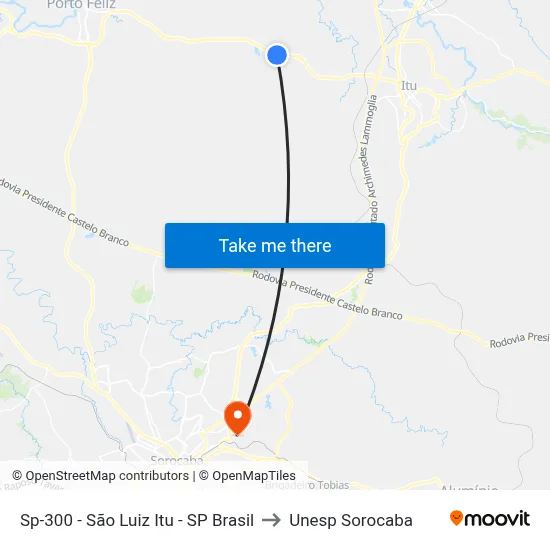 Sp-300 - São Luiz Itu - SP Brasil to Unesp Sorocaba map