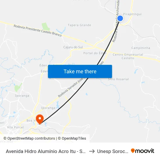 Avenida Hidro Alumínio Acro Itu - SP Brasil to Unesp Sorocaba map