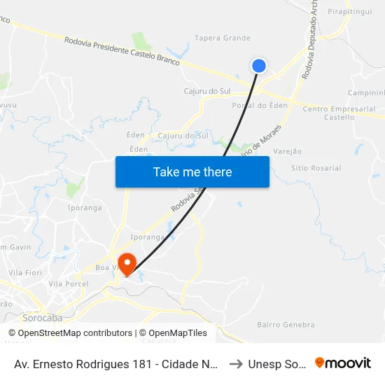 Av. Ernesto Rodrigues 181 - Cidade Nova II Itu - SP Brasil to Unesp Sorocaba map