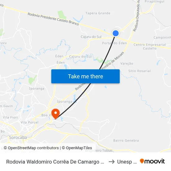 Rodovia Waldomiro Corrêa De Camargo 2300 - Jardim Novo Mundo Itu - SP Brasil to Unesp Sorocaba map