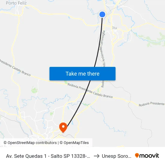 Av. Sete Quedas 1 - Salto SP 13328-720 Brasil to Unesp Sorocaba map