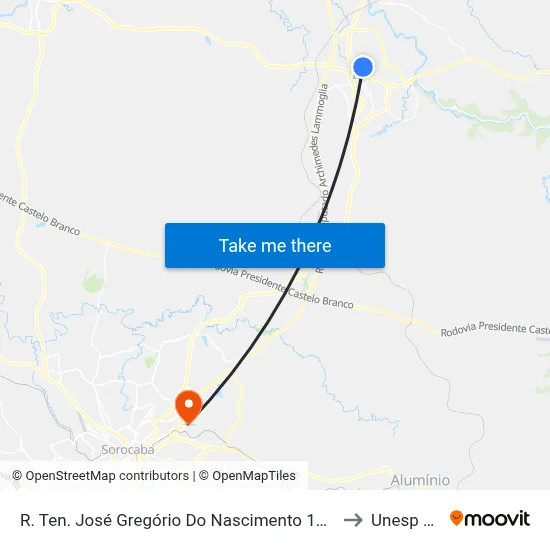 R. Ten. José Gregório Do Nascimento 178 - Jardim Novo Itu Itu - SP Brasil to Unesp Sorocaba map