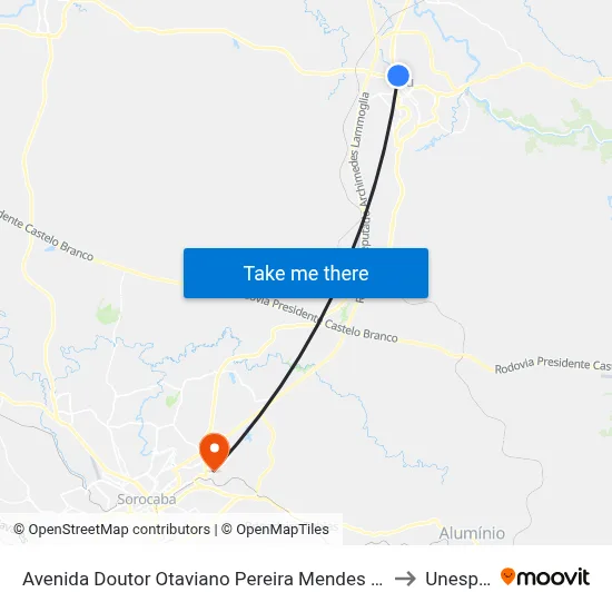 Avenida Doutor Otaviano Pereira Mendes 1374 - Vila Padre Bento Itu - SP 13313-010 Brasil to Unesp Sorocaba map