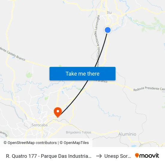 R. Quatro 177 - Parque Das Industrias Itu - SP Brasil to Unesp Sorocaba map