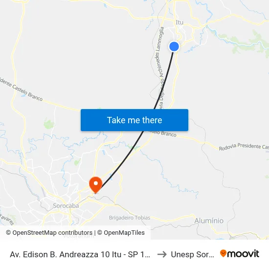 Av. Edison B. Andreazza 10 Itu - SP 13309-710 Brasil to Unesp Sorocaba map