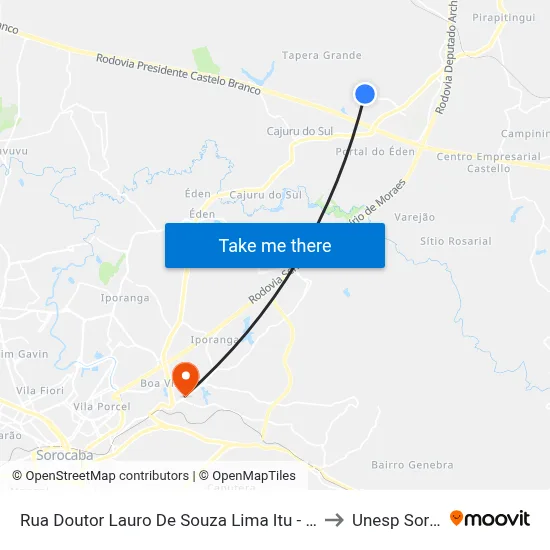 Rua Doutor Lauro De Souza Lima Itu - São Paulo Brasil to Unesp Sorocaba map