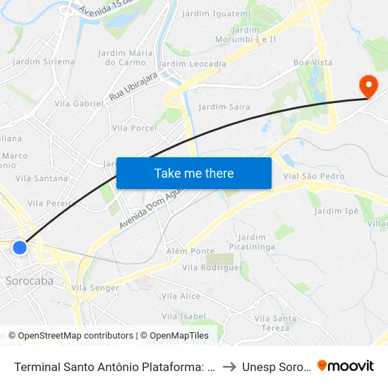Terminal Santo Antônio Plataforma: P3 Ponto: K to Unesp Sorocaba map