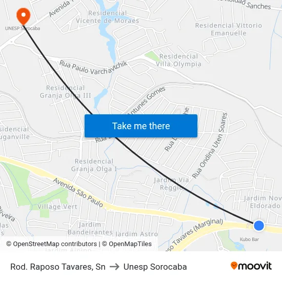 Rod. Raposo Tavares, Sn to Unesp Sorocaba map
