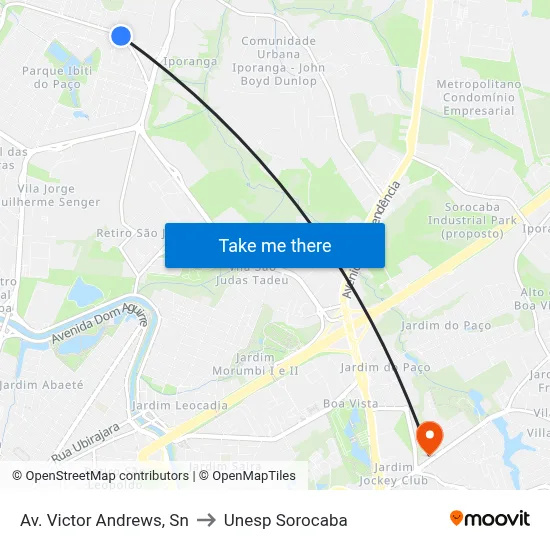 Av. Victor Andrews, Sn to Unesp Sorocaba map