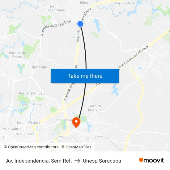 Av. Independência, Sem Ref. to Unesp Sorocaba map