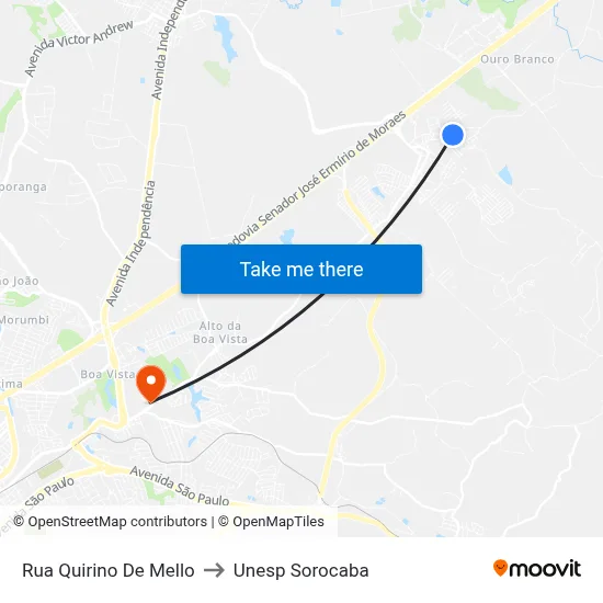 Rua Quirino De Mello to Unesp Sorocaba map