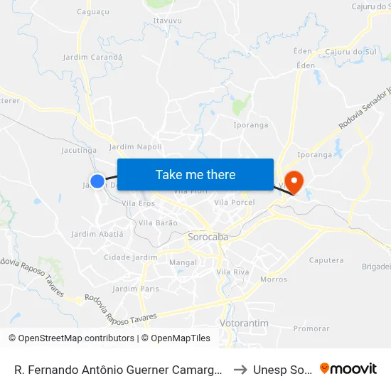 R. Fernando Antônio Guerner Camargo, Altura Do Nº 2041 to Unesp Sorocaba map