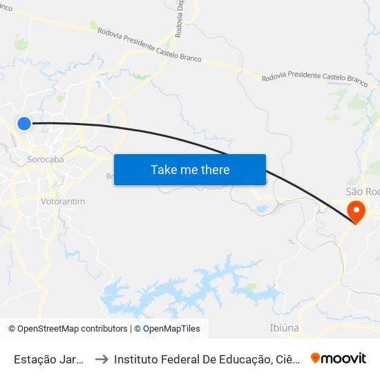 Estação Jardim Maria Antônia Prado to Instituto Federal De Educação, Ciência E Tecnologia De São Paulo - Ifsp - Campus São Roque map