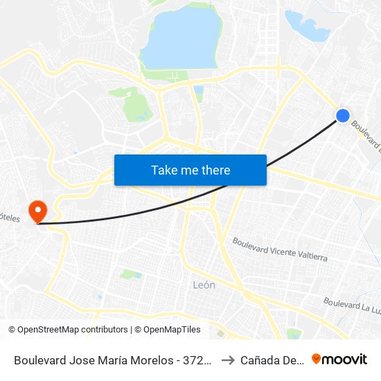 Boulevard Jose María Morelos -  37218 León De Los Aldama to Cañada Del Refugio map