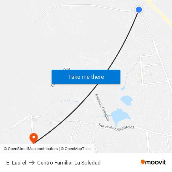 El Laurel to Centro Familiar La Soledad map