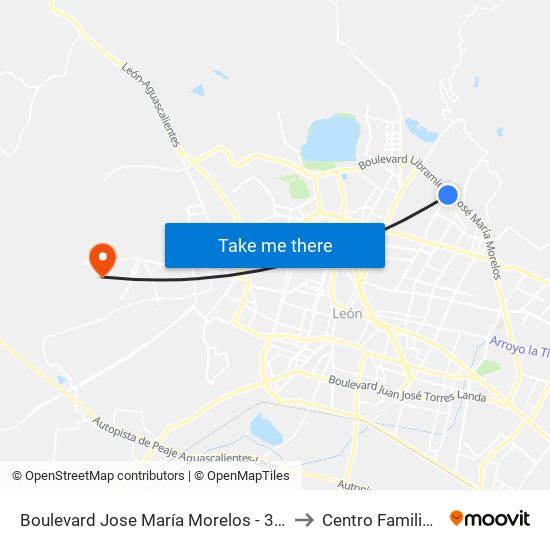 Boulevard Jose María Morelos -  37218 León De Los Aldama to Centro Familiar La Soledad map