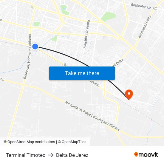 Terminal Timoteo to Delta De Jerez map